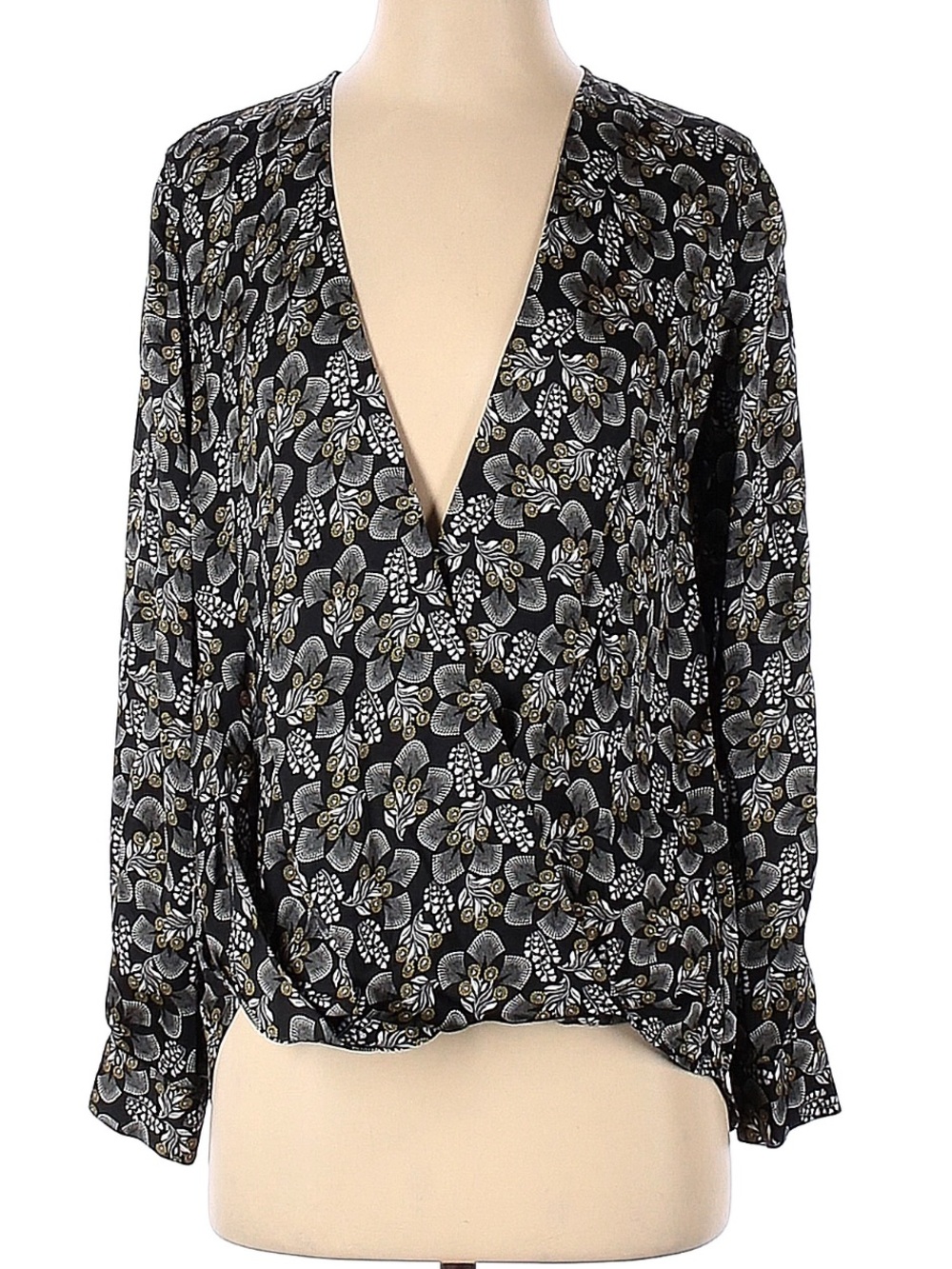 Slate & Willow Floral Twist Front Women's Blouse Office Casual Boho Size M